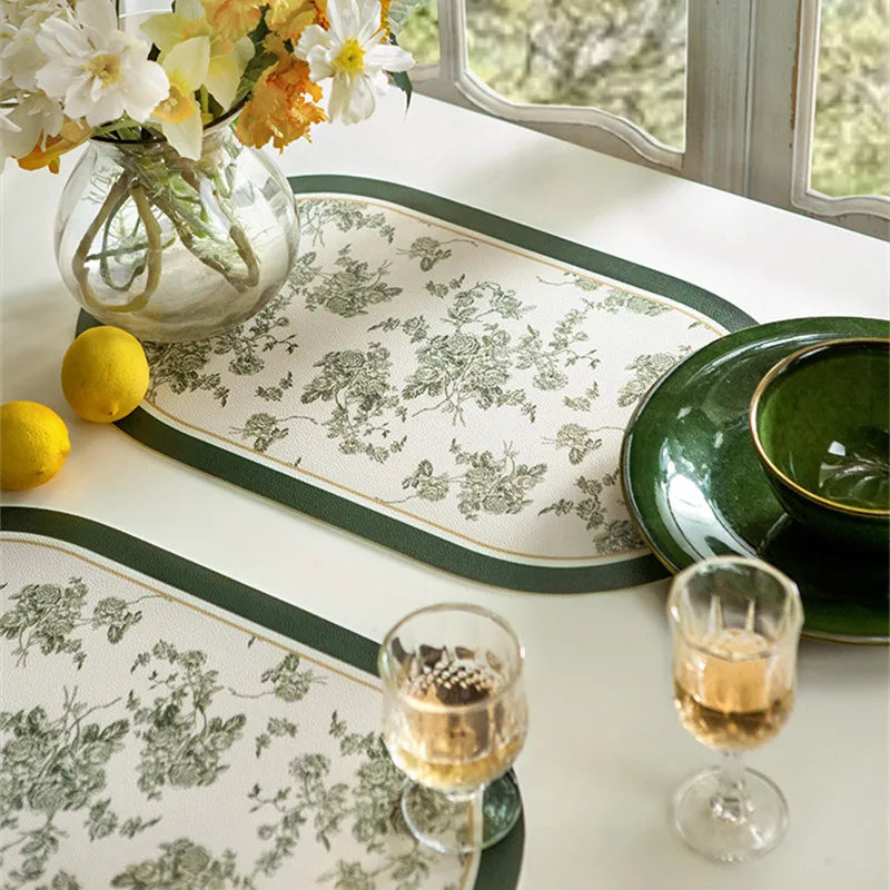 serviettes table florales blanc vert respectueuses environnement 20x12 pouces adhésives set table classique