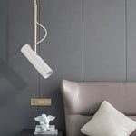 lampe suspendue moderne blanc noir or rond cylindrique câble salon chambre étude