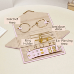 boîte bijoux pliable moderne élégante fermoir marbrée blanc rose pâle compartments organisation porte bijoux