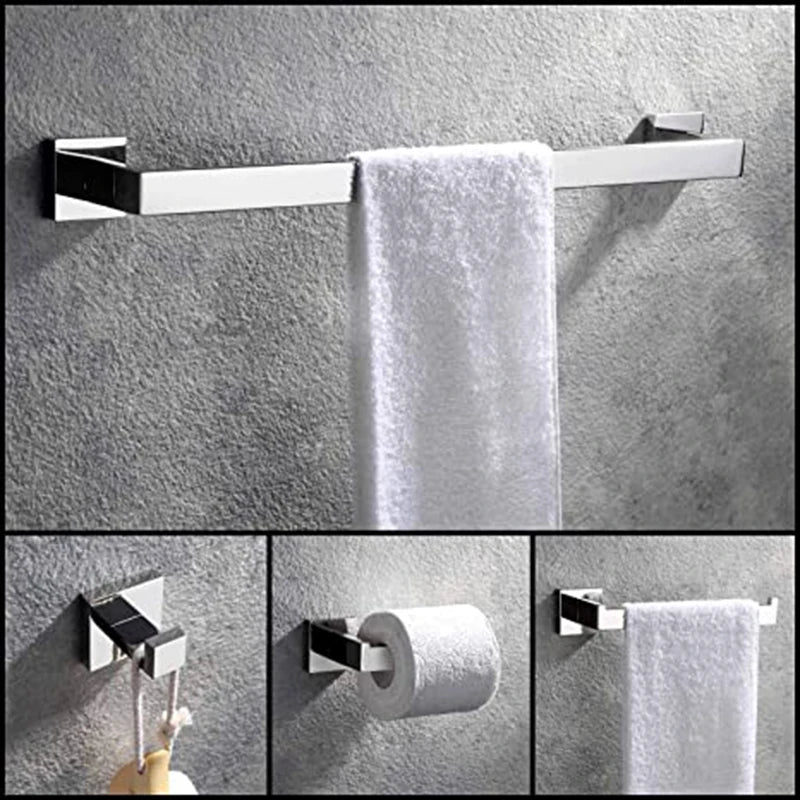 accessoires salle bain chrome modernes porte serviettes mural vis fixés ensemble quincailleries