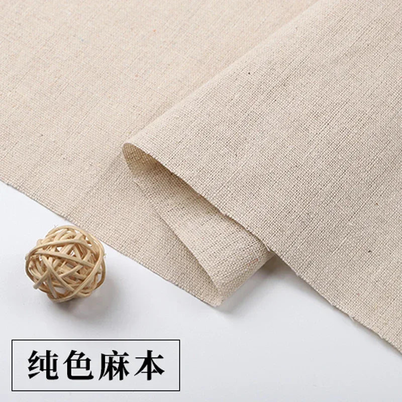 tissu coton lin beige clair résistant déchirure texture tissée simple rustique 135cm largeur tissu