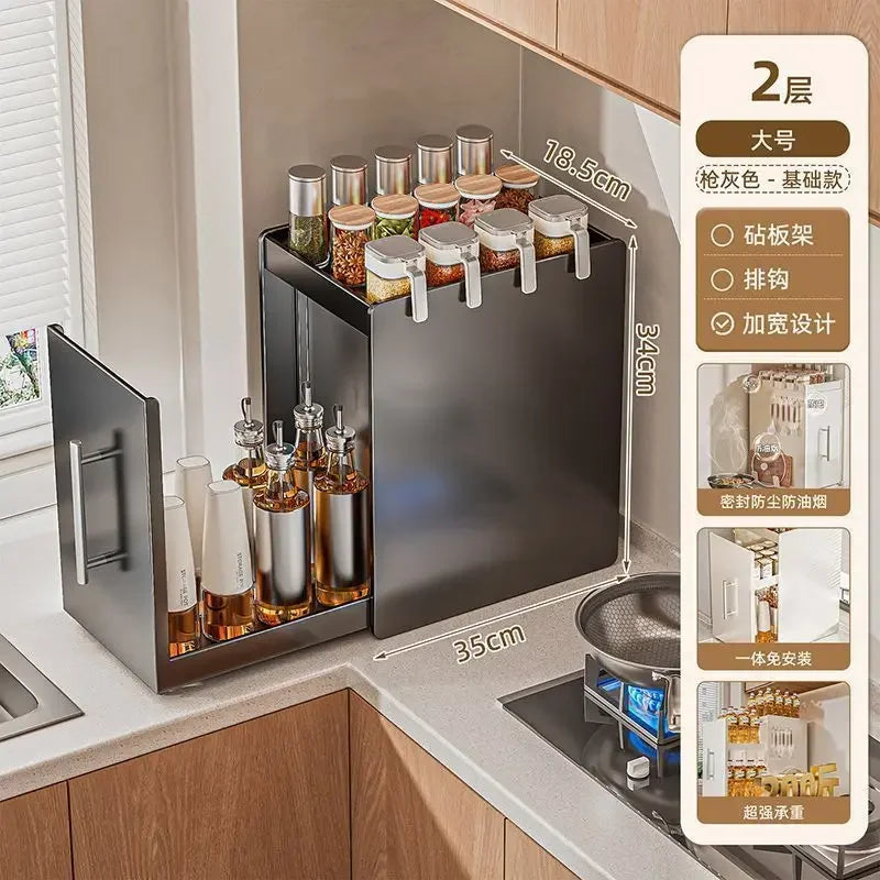 rangement cuisine blanc hexagones moderne multi usages étages poignées condiments outils