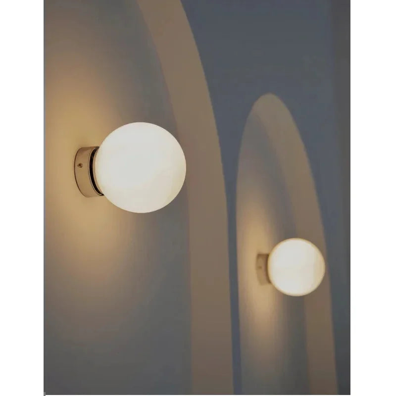 lampe murale moderne led blanc doré opale 10cm 12cm 15cm