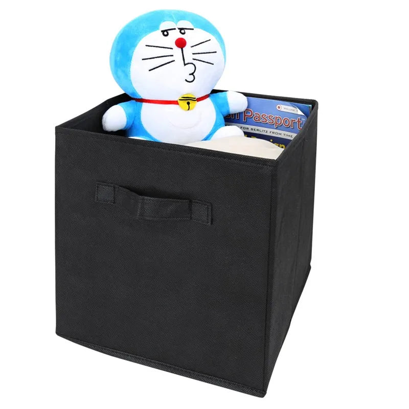 boîtes rangement pliables tissu noir modernes respectueuses environnement utilisation multiple rangement stockage poignées incluses
