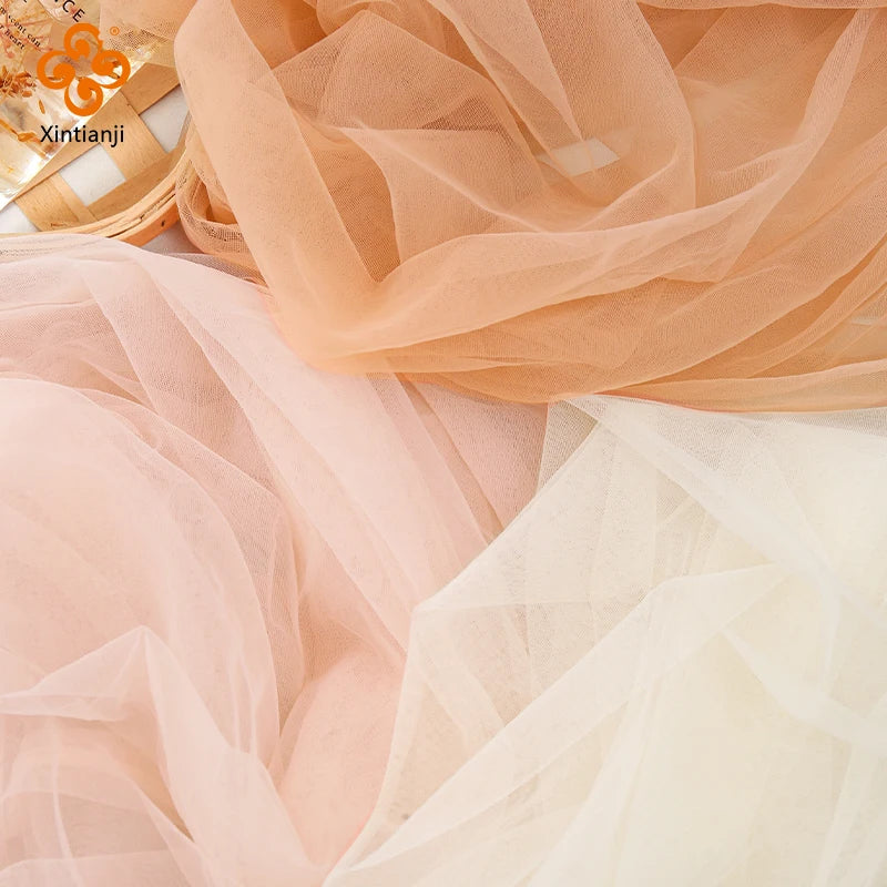 écharpes tulle fin plissé beige rose blanc classique matériel bricolage 160cm