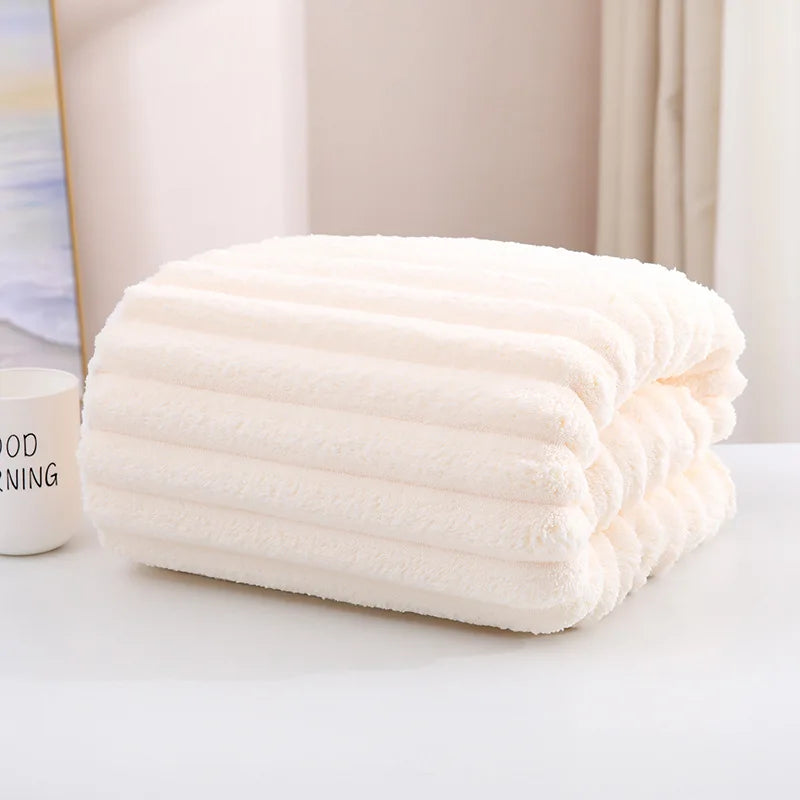 serviette bain rapide absorbante lavable machine rayée moderne blanche rose gris bleuclair