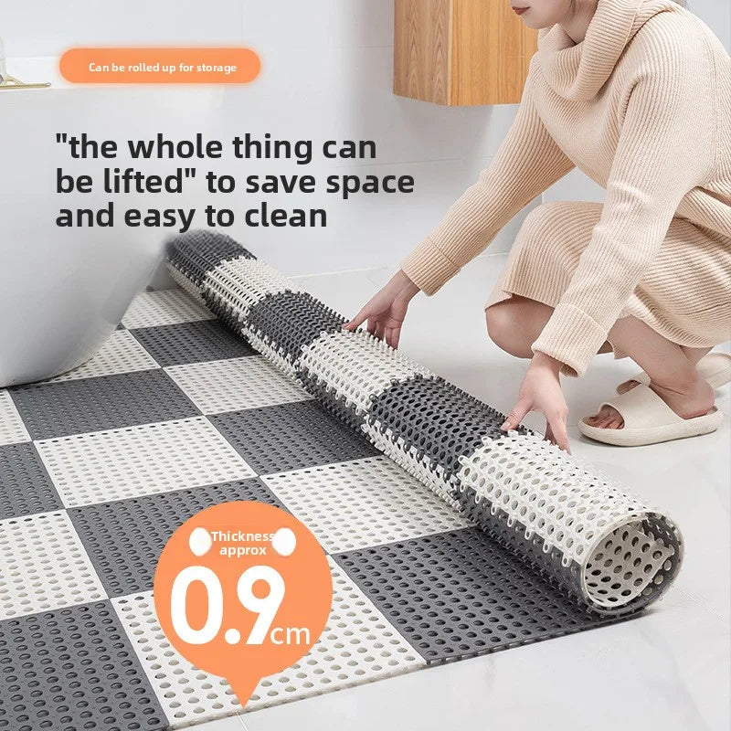 tapis douche blanc gris perforé moderne imperméable drainage antidérapant salle bain