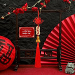 décoration murale suspendue bijou chinois rouge doré nœuds figurines animales artisanat festive