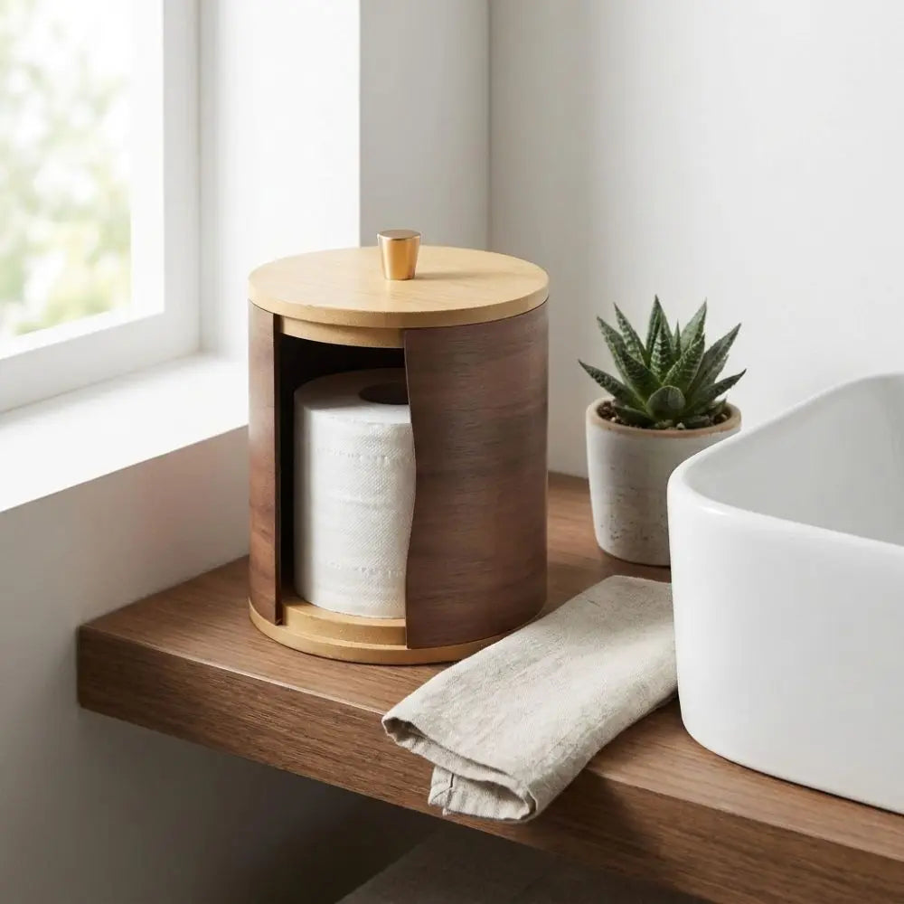 distributeur papier toilette bois naturel minimaliste moderne grande capacité usage domestique