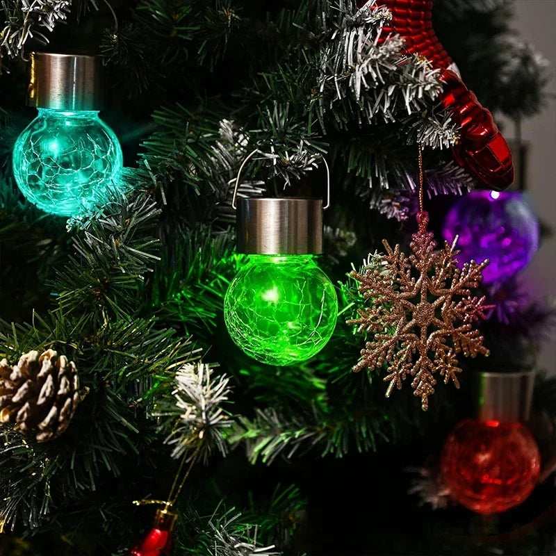 guirlande lumineuse solaire verre craquelé moderne multicolore extérieur décoration noël jardin