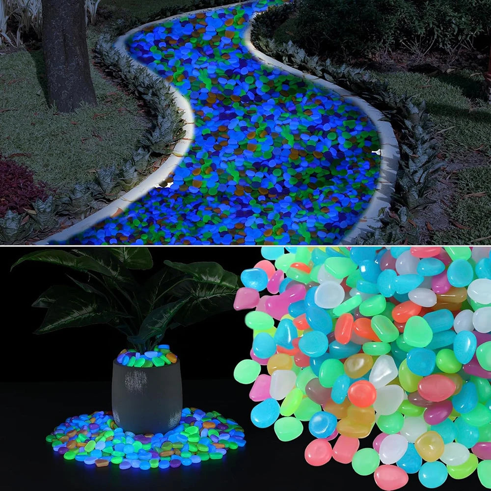 pierres fluorescentes lumineuses extérieures modernes bleu vert orange jaune semi translucides 50pc 100pc 200pc