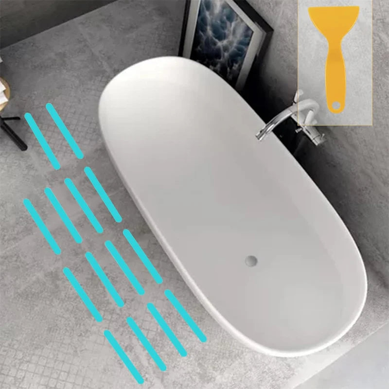 tapis antidérapant moderne adhésif rayures horizontales salle bain gris blanc respectueux environnement sécurité douche
