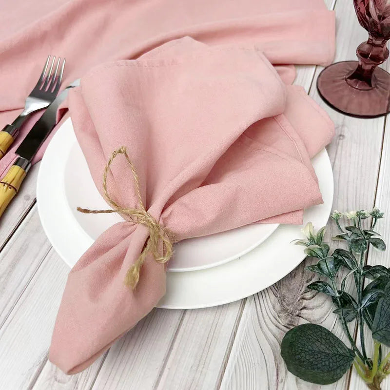 serviette table coton rose violet ruban jute décoration mariage fête rustique moderne