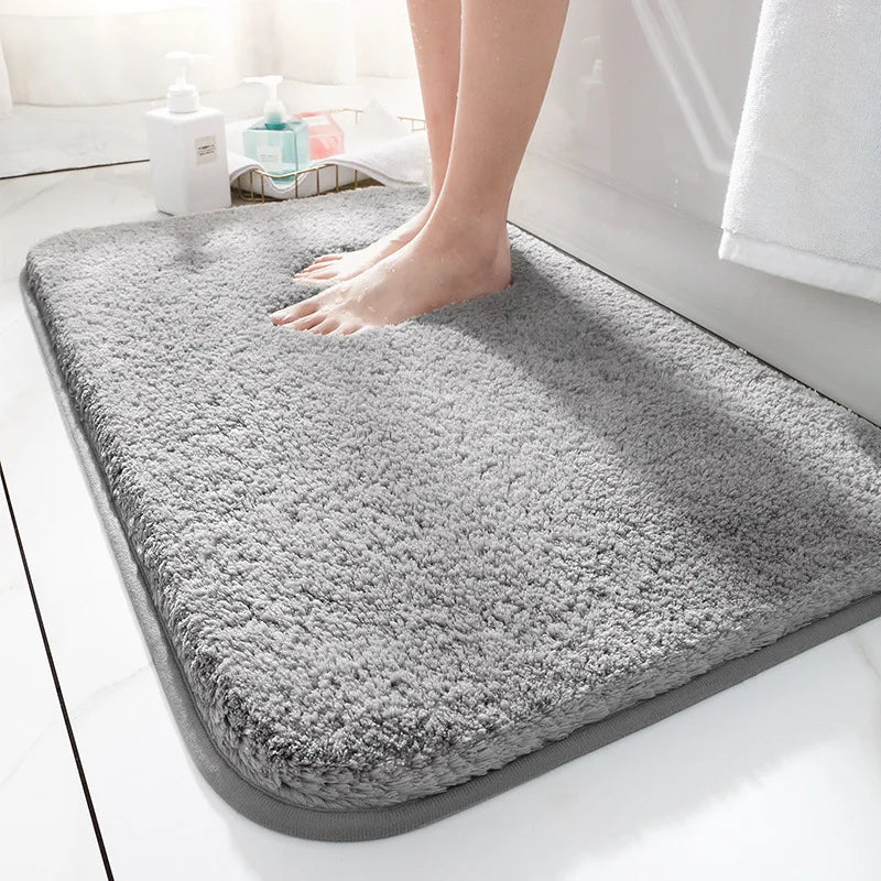 tapis bain microfibre épais blanc gris beige marron moderne salle bain absorbant antidérapant