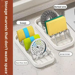 porte savon blanc moderne plat lisse egouttoir rangement eponge cuisine durable nettoyable organiser