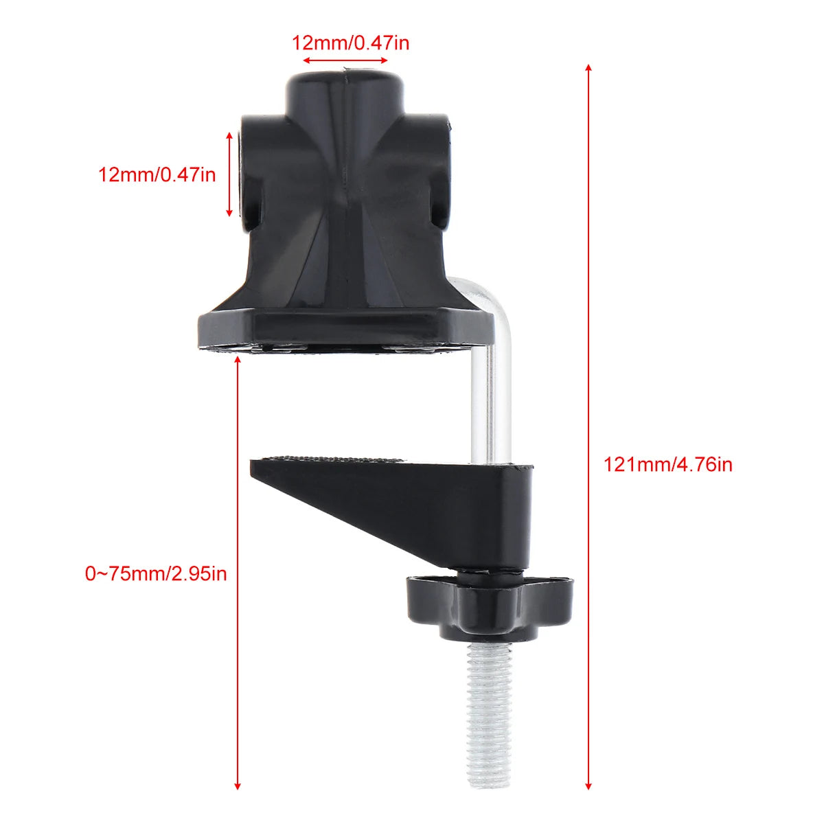 support lampe métal noir pince vis base hexagonale bras articulé clip microphone fixe
