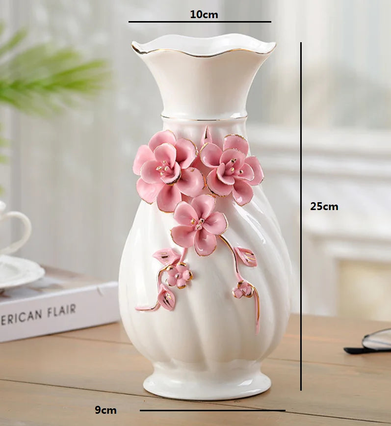 vase porcelaine céramique fleurs relief blanc classique moderne décoration table