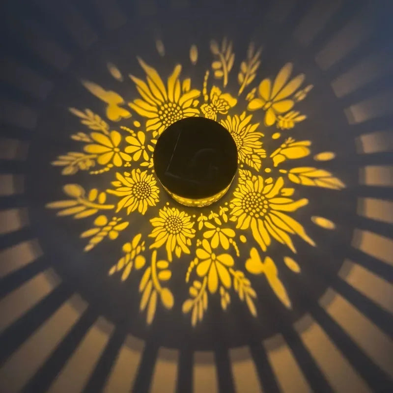 lampe solaire décorative moderne floral adhésive panneau solaire noir doréextérieur