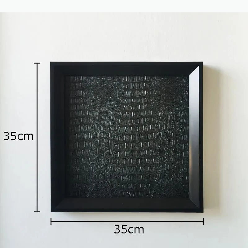 cadre mural moderne effet peau crocodile noir sans fixation 35cm 35cm