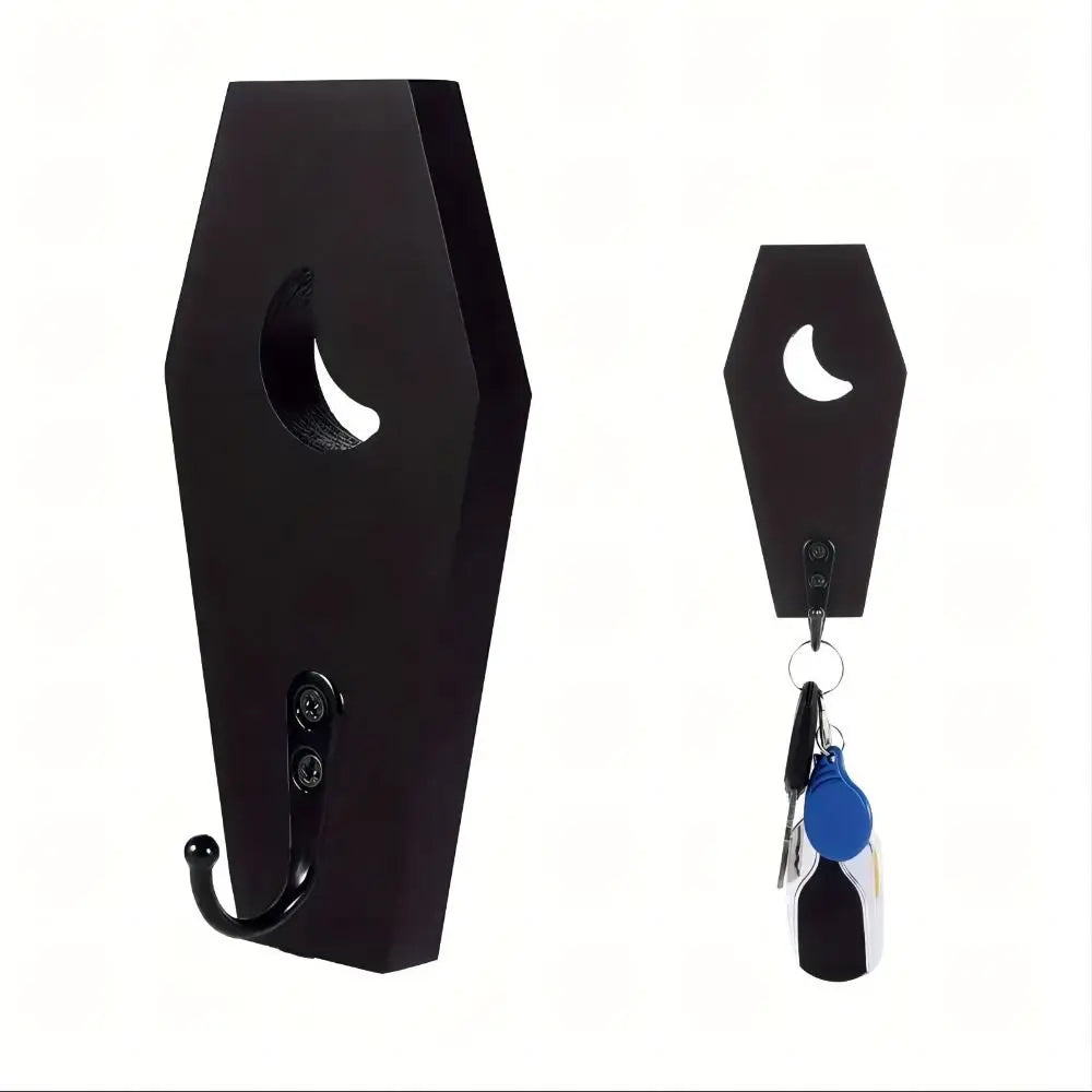 porte clés cercueil noir croix lune vis mural halloween moderne gothique décoration intérieure originalité