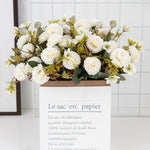 bouquet fleurs artificielles soie mariage décoration maison extérieur blanc rose vert classique