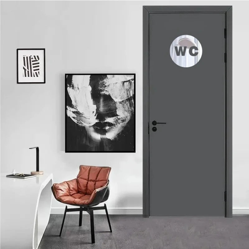 décoration porte toilette miroir noir argent doré acrylique moderne minimaliste floral