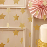 guirlande décoration or étoiles pailletées argent blanc rose fête fil suspension papier cartonné