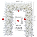 arche décorative mariage fleurs artificielles blanc rose clips chaînes extérieur classique événement anniversaire