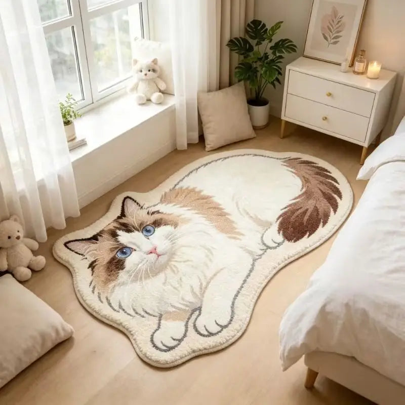 tapis peluche chaton gris doux antidérapant contemporain maison chambre salon