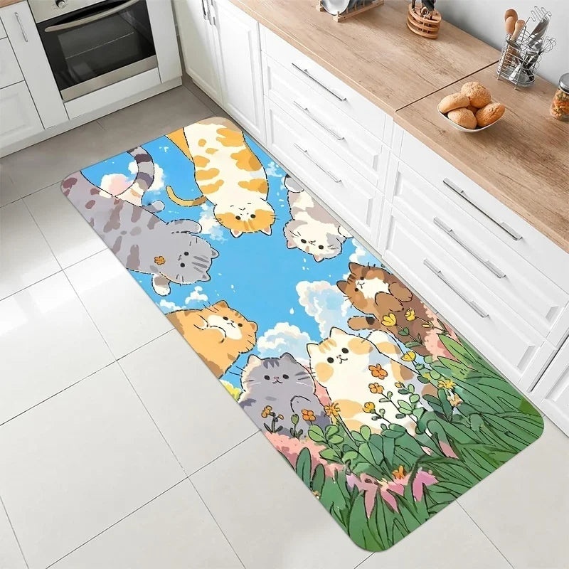 tapis sol vaches animées cartoon moderne polypropylène polyester blanc orange gris