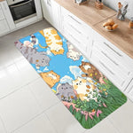 tapis sol vaches animées cartoon moderne polypropylène polyester blanc orange gris