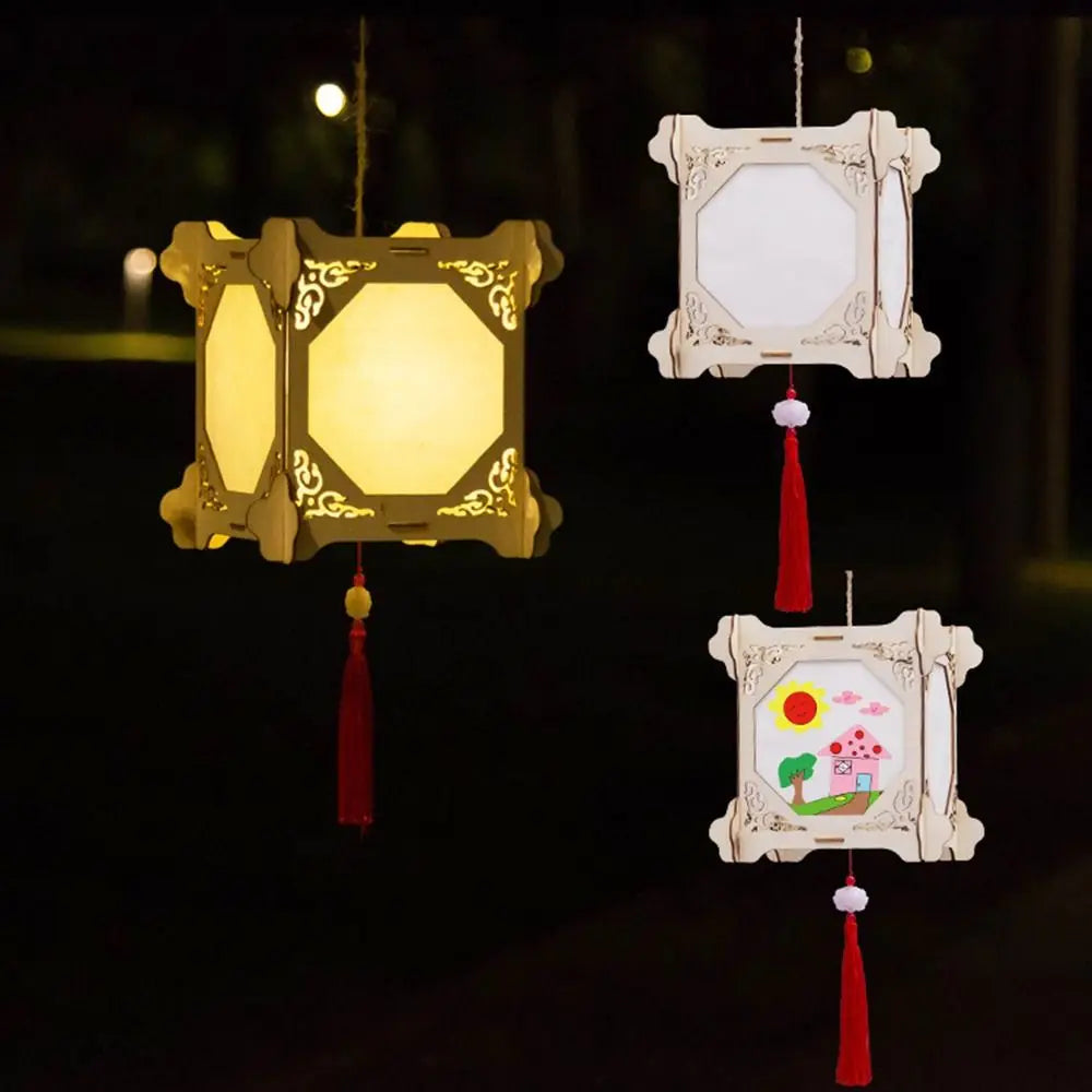 lanterne décorative bois artisanale motifs floraux suspension chaîne cadeau fête traditionnelle lumière led