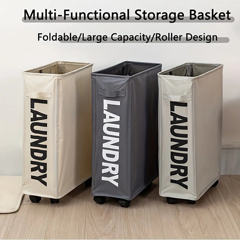 panier linge pliable oxford durable beige gris moderne laundry imprimé roulettes poignée