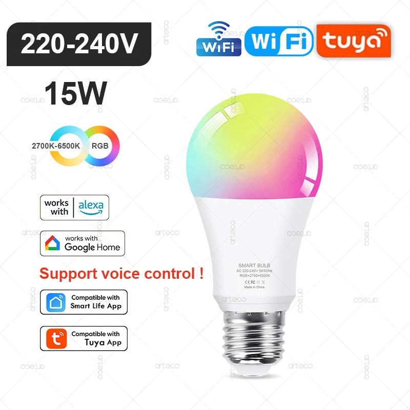 ampoules led intelligentes blanc multicolore rgb wifi zigbee bluetooth 2700 6500k moderne transparentes
