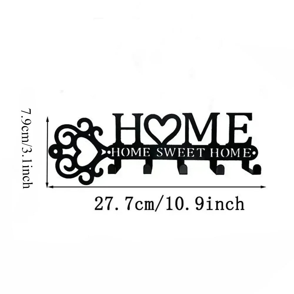 porte cle mural noir fer lettres sweet crochet organisation entree maison moderne
