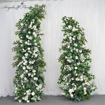 arche decorative fleurs artificielles blanc feuillage vert decoration mariage anniversaire exterieur classique eventos partys