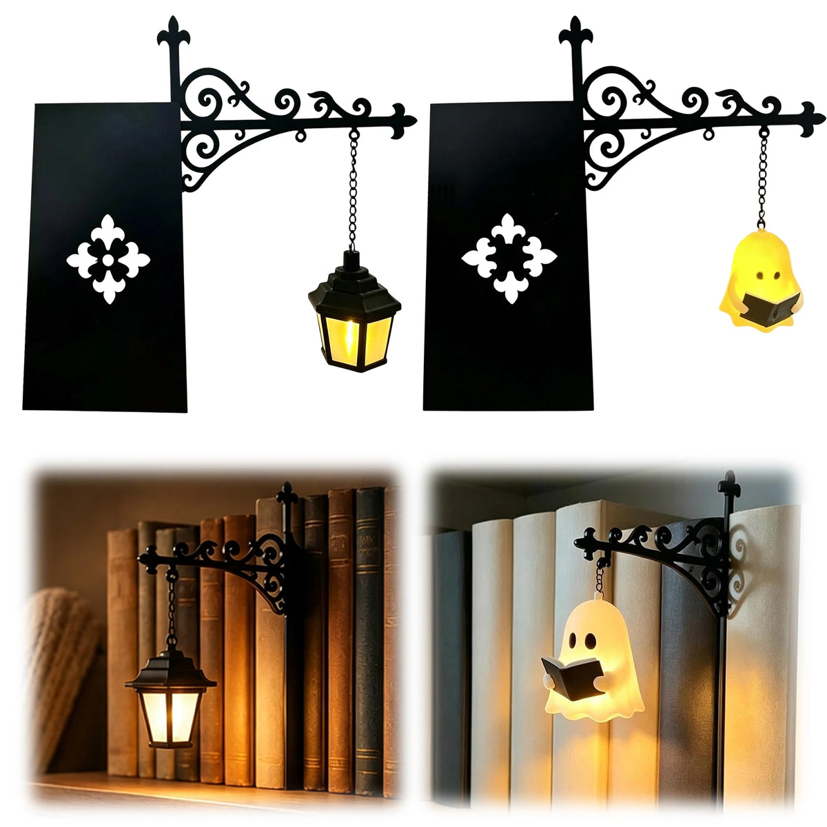 décoration murale victorien lanterne led ornements panneaux décoratifs livres lumineux