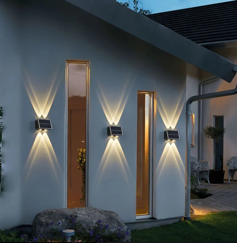 lampe murale solaire contemporaine noire blanche panneau solaire led 4w 6w 8w rgb lumière
