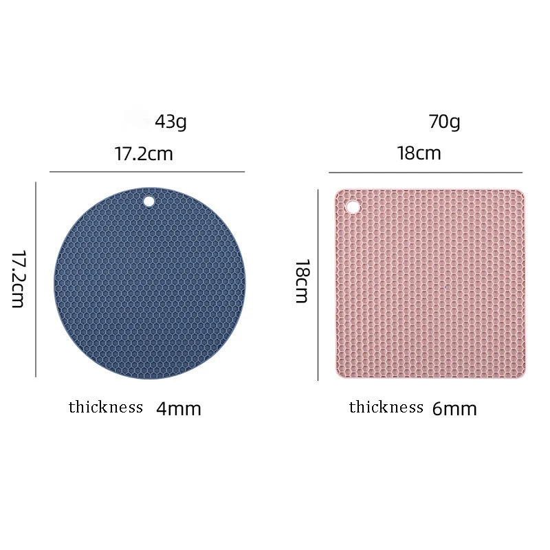 tapis silicone moderne rose gris vert olive texture nid d'abeille carré rond cuisine