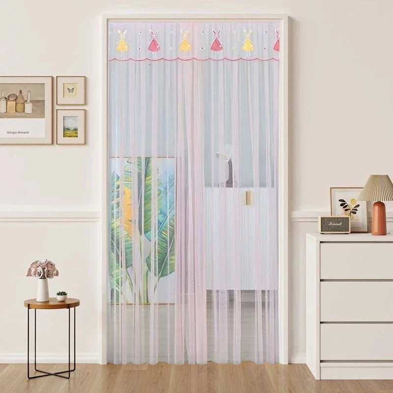 rideau moderne violet rose bleu clair brodé transparent chambre salon