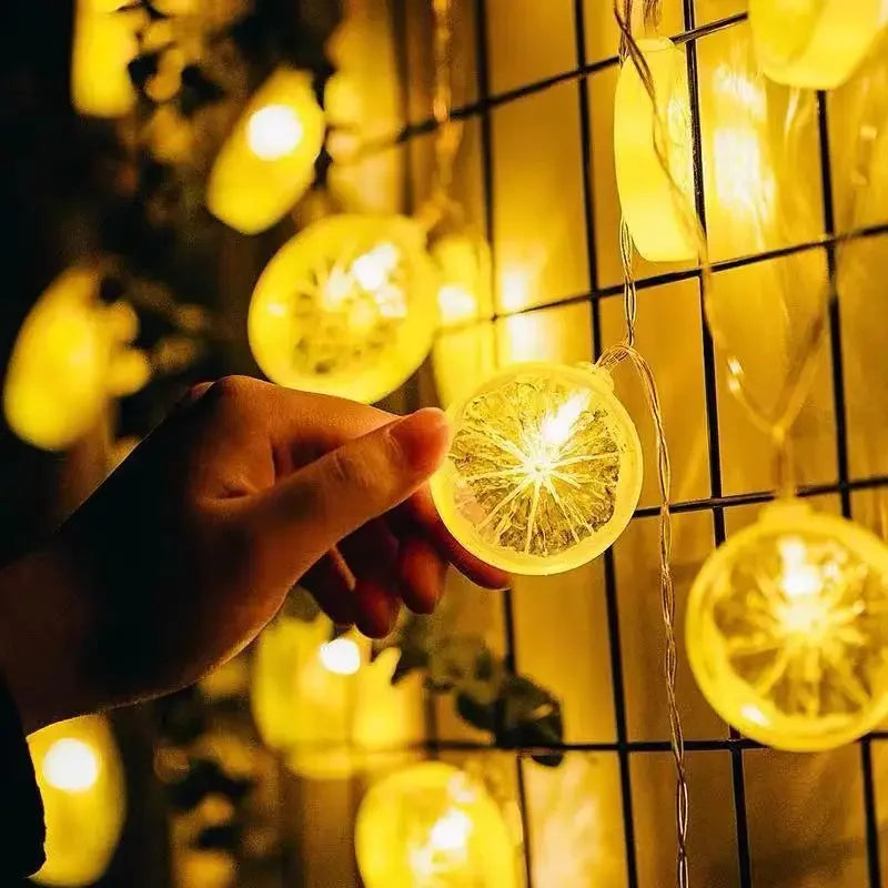 guirlande lumineuse citron orange leds rondelles fruits decoration noel vacances festive tropicale
