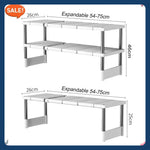 étagère cuisine pliable blanc gris moderne clips plastique métal extensible 54 75cm