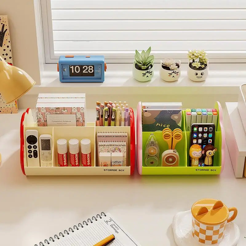 boîte rangement multifonctionnelle moderne beige rouge verte rose jaune papeterie calculatrice stylos carnets accessoires