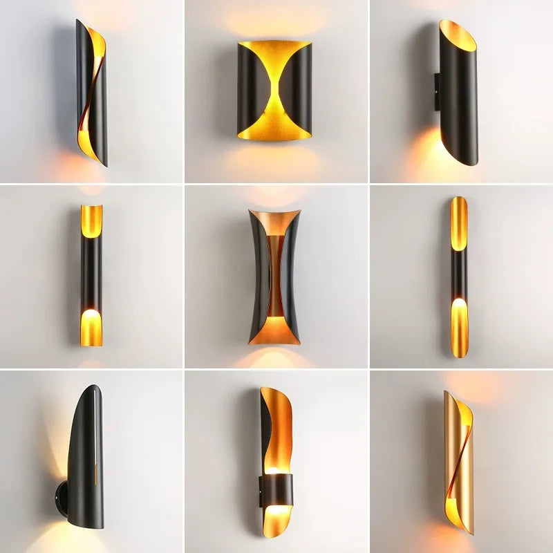 applique murale moderne noire lumières led deux modes fixation murale minimaliste éclairage chambre salon