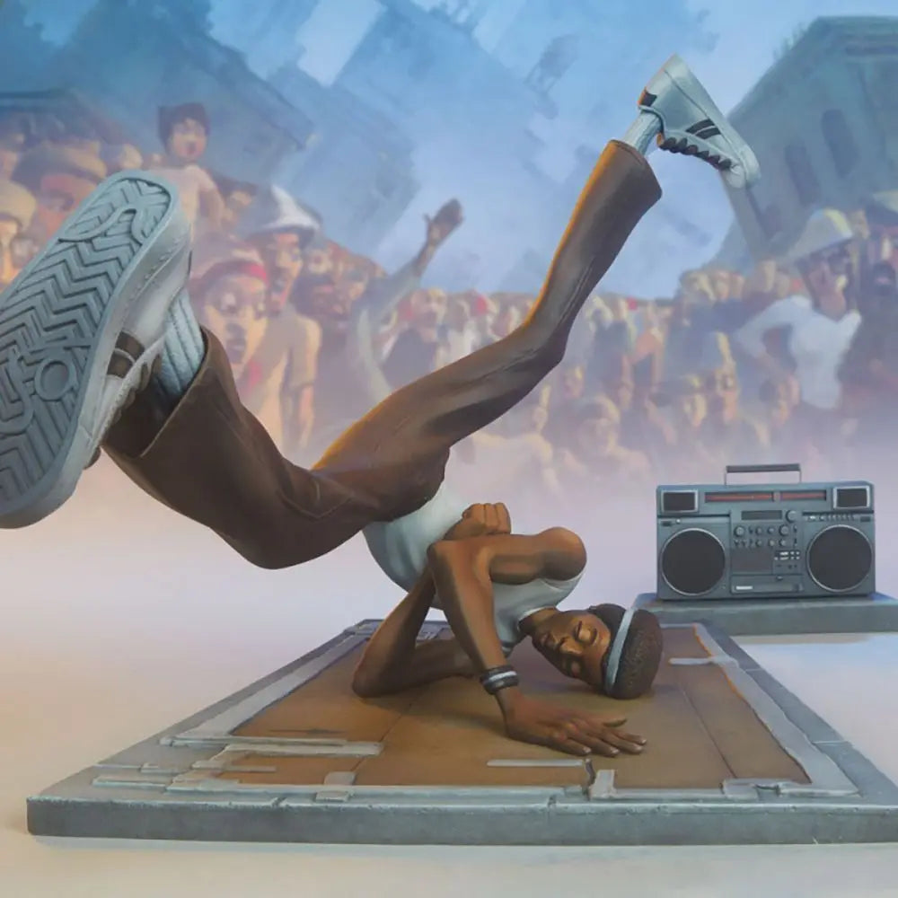 statue résine artiste hip hop dj danseur décoration salle musique blanc gris bleu noir