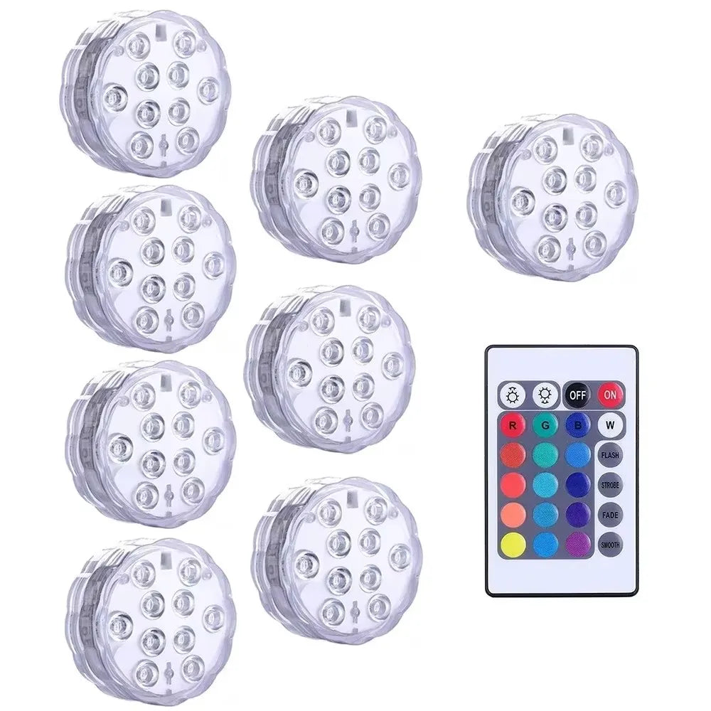 lampe led submersible transparente moderne 12 diodes rgb télécommande ip67 certifiée vde ul rohs