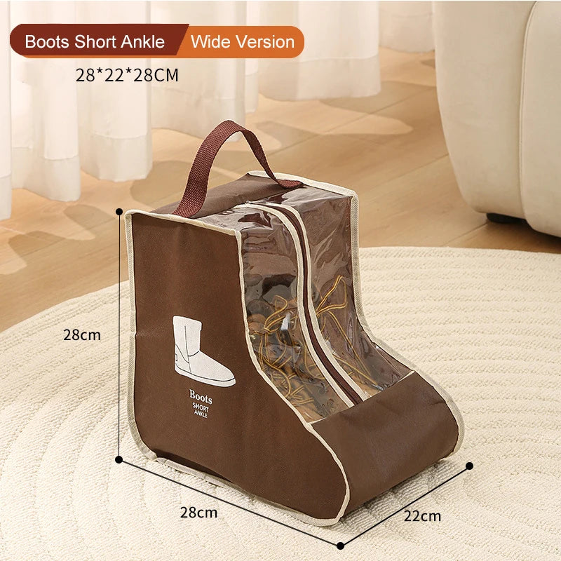 sac chaussures portable beige marron motif géométrique transparent poignées détachables moderne pratique