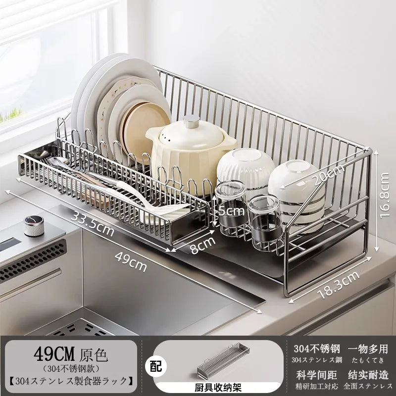 égouttoir vaisselle acier inoxydable moderne assiettes tasses cuillères couverts support cuisine respectueux environnement multifonctionnel
