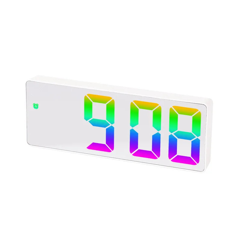horloge numérique moderne rectangulaire noir blanc vert luminoise led snooze mode nuit