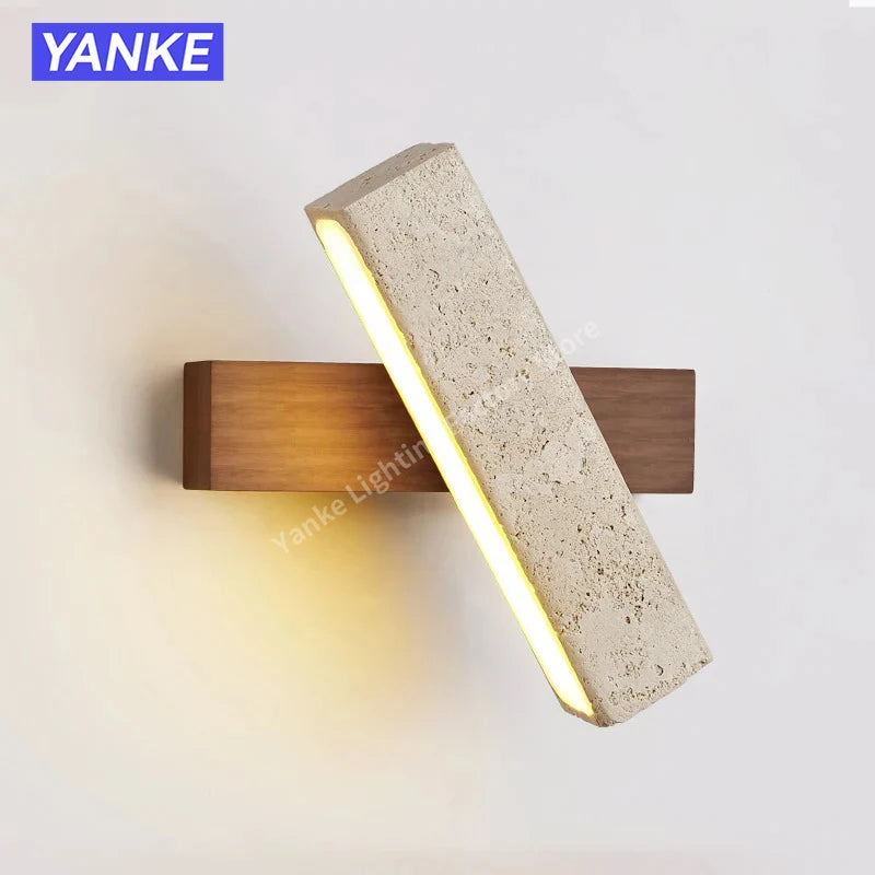 lampe murale moderne pierre bois blanc beige brun fixée mur led 249 2000lm